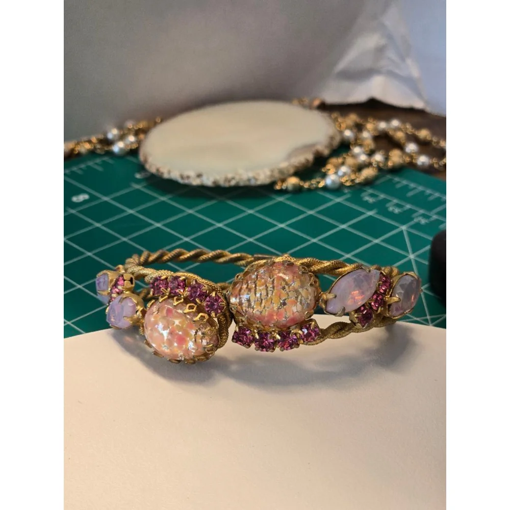 Vintage Women's Unbranded Bracelet, One Size, Gold, Pink and Purple